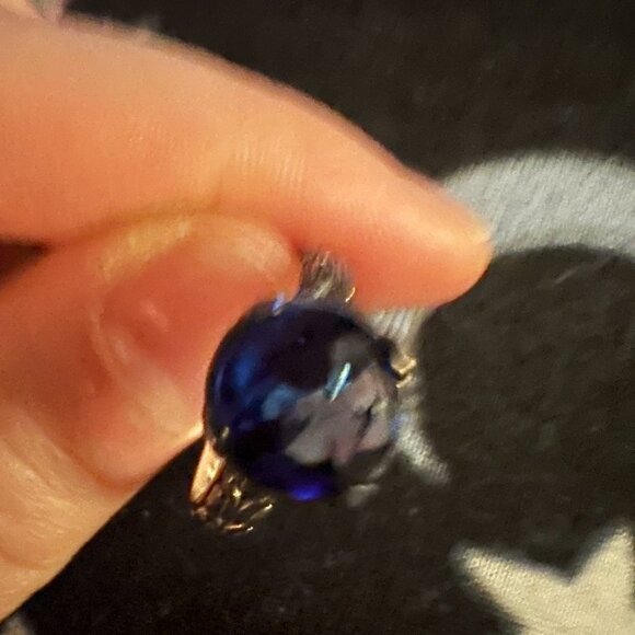 BLUE CZ SILVER COCKTAIL RING SZ 7 - Picture 8 of 12